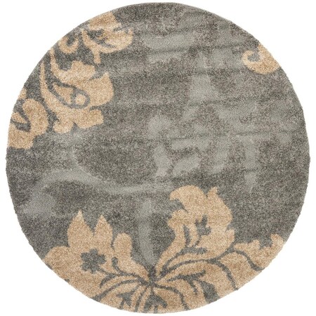 Safavieh Shag Power Loomed Round Rug; Grey & Beige - 4 x 4 ft. SG458-8013-4R